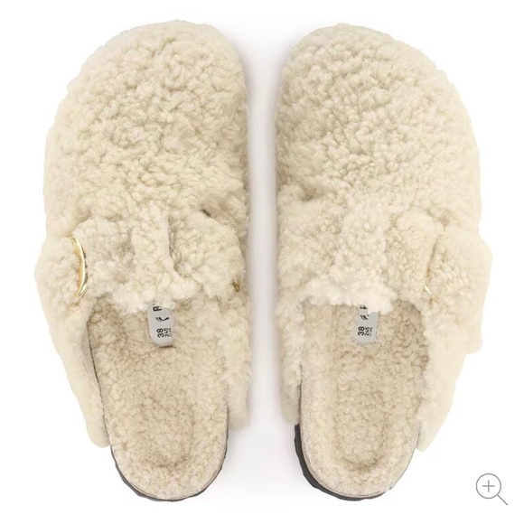 Birkenstock Boston Big Buckle Shearling - Teddy‎ Eggshell 39 EU, 8 US Women’s - Picture 11 of 12